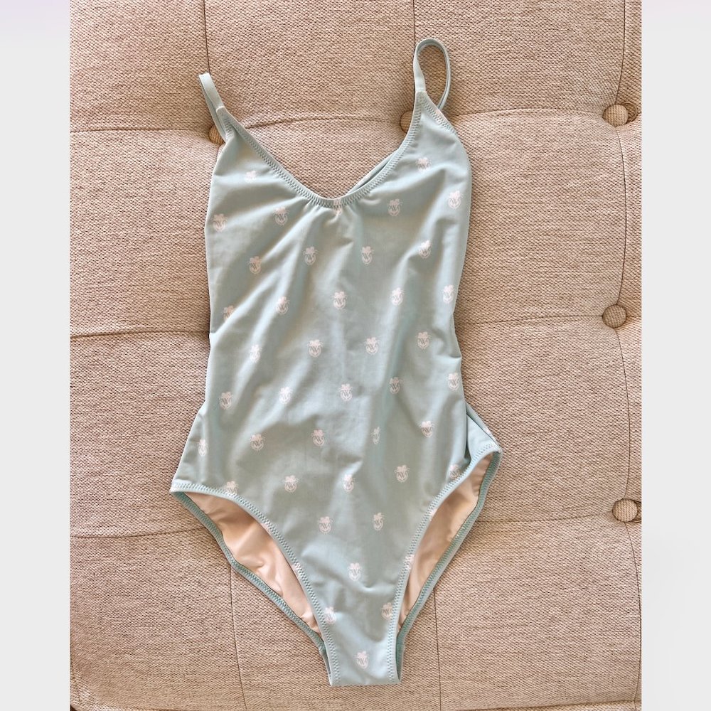 WILDFOX SWIM Rare Vintage Baby Blue Crest Classic One-Piece from Resort 2013, S